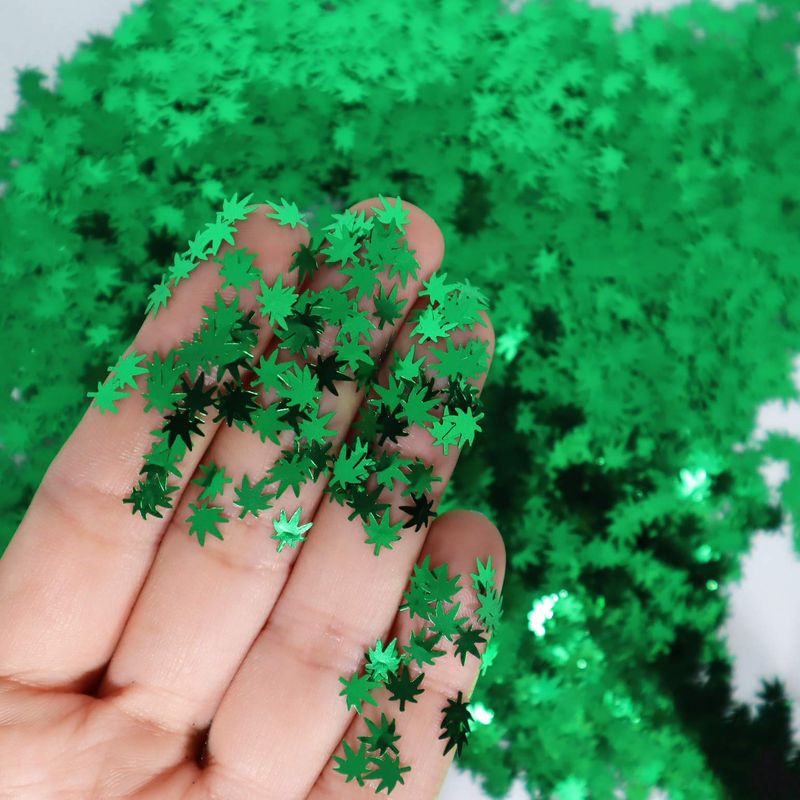 3 Pack - Green, Rainbow &amp; Silver Holographic Leaf Glitter - Solvent Resistant &amp; Cosmetic Grade - Face Body Nails Resin Arts &amp; Crafts, Tumblers, Bath Bombs, Resin - Weed Pot Marijuana Leaf