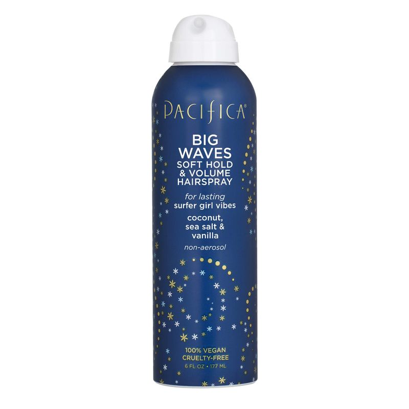 Pacifica Beauty Big Waves Coconut, Vanilla &amp; Sea Salt Hairspray, Controls Frizz &amp; Adds Volume, Designed for Wavy Hair, Vegan &amp; Cruelty-Free, 6 Fl Oz
