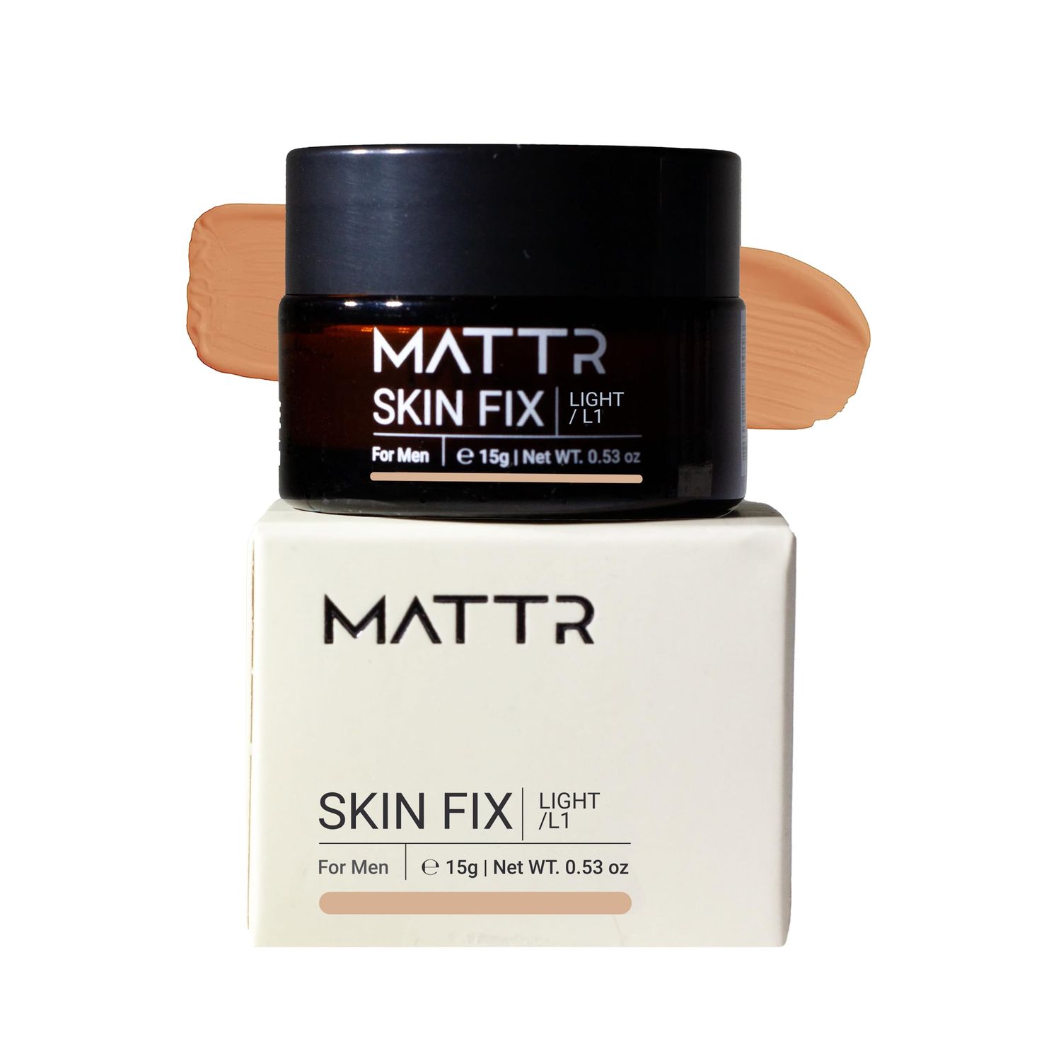 MATTR Skin Fix - Cosmetic Solutions for Men - Concealer &amp; Skin Balancing Formula for Uneven Complexions - Cover Fine Lines, Under-Eye Bags, Blemishes - Vegan Makeup - Travel-Size Jar - 15g (L1)