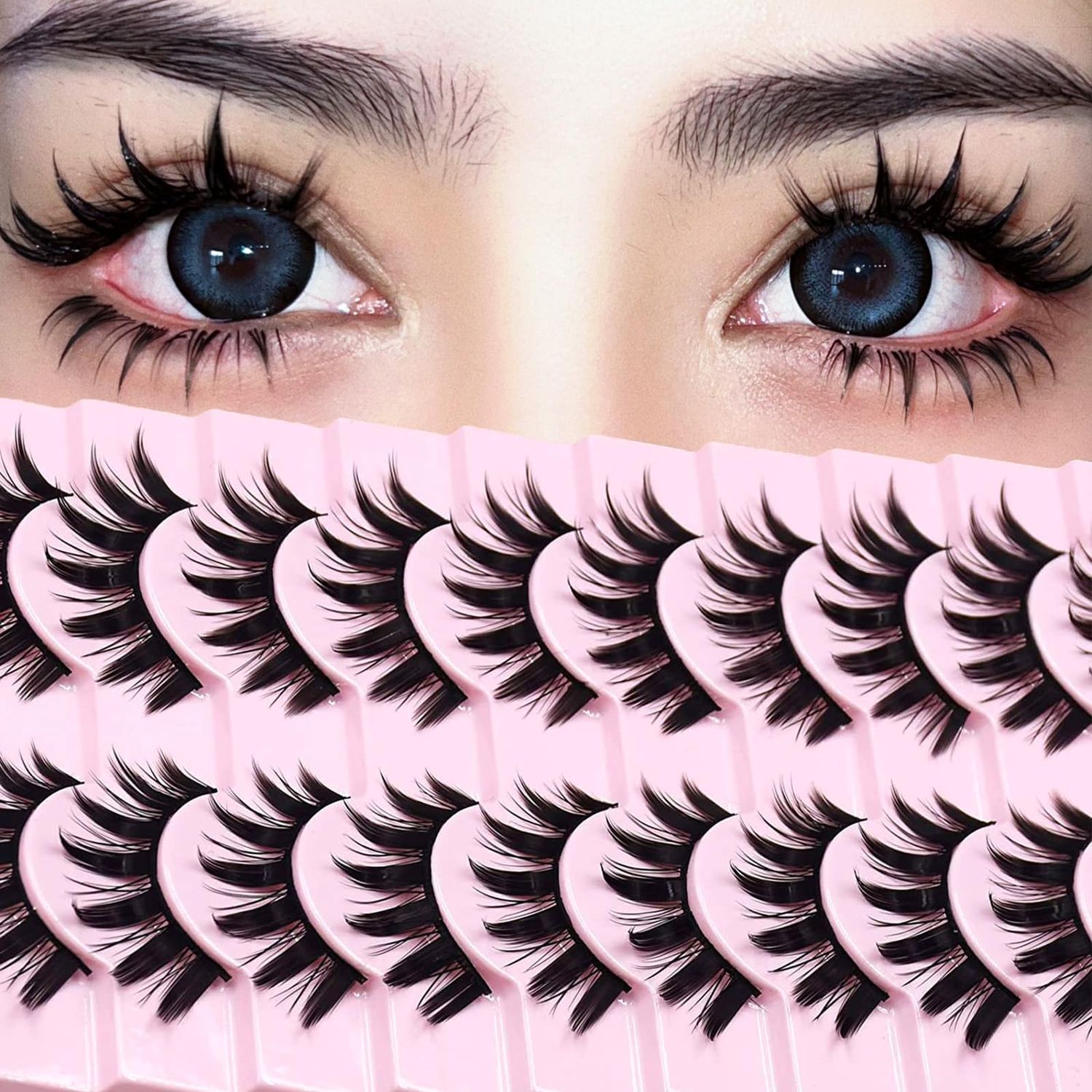 10 Pairs Anime Cosplay Lashes Spiky Manga Style Lashes Janpanese 16mm Extension Natural Manhua Doll Eye Lashes HalloweenParty Makeup Look by AUGENLI (A3)