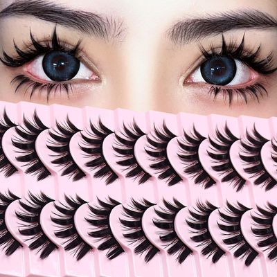 10 Pairs Anime Cosplay Lashes Spiky Manga Style Lashes Janpanese 16mm Extension Natural Manhua Doll Eye Lashes HalloweenParty Makeup Look by AUGENLI (A3)