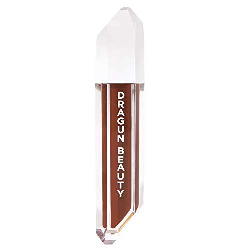 DRAGUN BEAUTY DragunGlass Matte Liquid Lipstick, Dark Chocolate, Hydrating &amp; Comfortable Matte Finish with Jojoba Oil, Vitamin E &amp; Honeysuckle Extract - Vegan, &amp; Cruelty Free (0.15 oz)