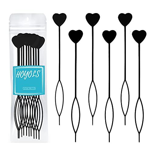 Hoyols 12pcs Quick Topsy Tail Hair Beader for Braiding Beads on Braids, Loop Threader and Braider for Kids Girls, Ponytail Hair Styling Maker Set of 12 - Black