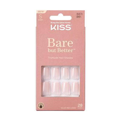 KISS Bare But Better TruNude Fake Nails Nude Nail Shades Manicure Set, &#39;Nudies&#39;, 28 Chip Proof, Smudge Proof Glue-On Nails