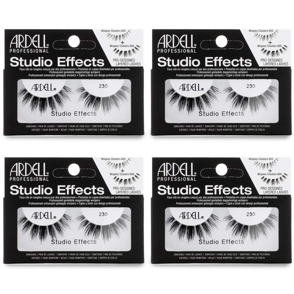 Ardell Studio Effects False Eyelashes, 230 - Reusable, Dramatic Volume Lashes for Glamorous Eye Makeup, 4-Pack