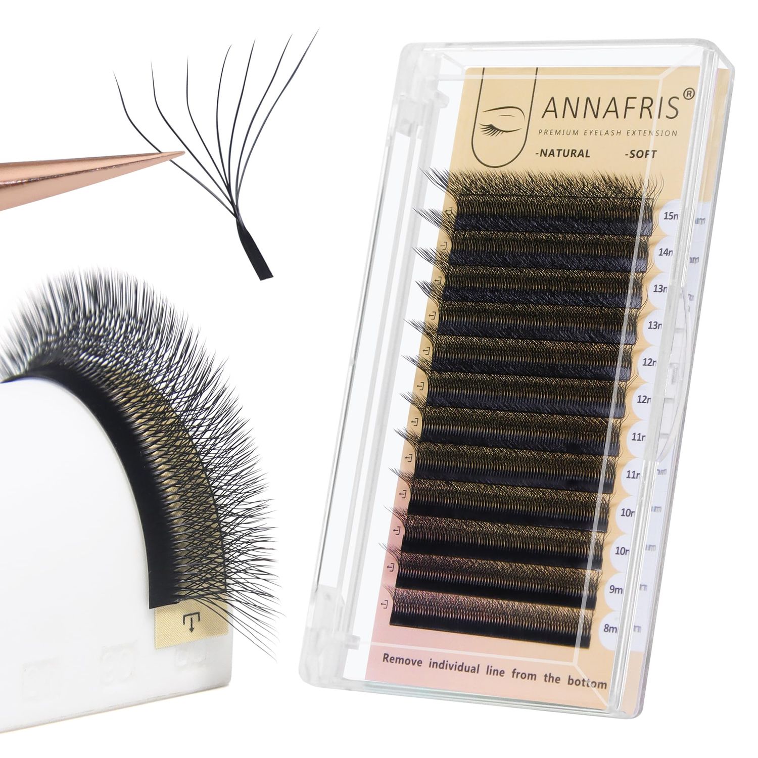 ANNAFRIS 7D Premade Fan W Shape Eyelash Extensions 0.07 D Curl 9-13mm Mix Volume Self Fanning False Lashes Makeup Supplies Professional Use Lash Extension(0.07 D, 9-13mm Mix)