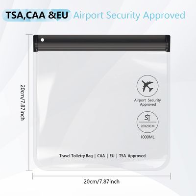 4Pcs Clear TSA Approved Security Toiletry Bag Quart Size for EU UK &amp; US Carry-on Regulations Waterproof &amp; Leakproof Travel Bags for Liquids