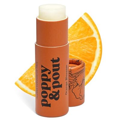 Poppy &amp; Pout Orange Bloom Jumbo Lip Balm | All Natural Lip Balms &amp; Moisturizers | Hydrates with Beeswax, Vitamin E, Organic Coconut Oil | Cruelty-Free | Lip Balm in Recyclable Cardboard Tube