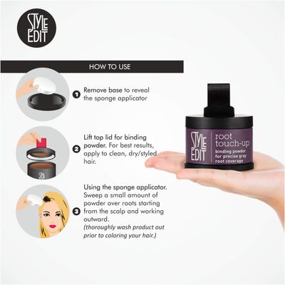 Style Edit Root Touch Up Powder | Mineral Infused Dark Brown Hair Color Concealer for Grays and Roots Coverage | 0.13 oz. Tub