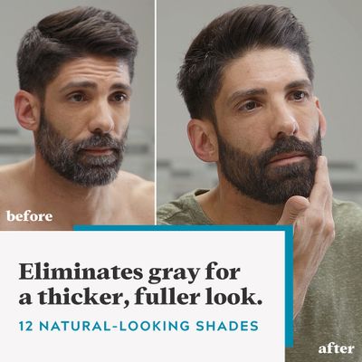 Just For Men Mustache &amp; Beard, Beard Dye for Men with Brush Included for Easy Application, With Biotin Aloe and Coconut Oil for Healthy Facial Hair - Light Brown, M-25, Pack of 1