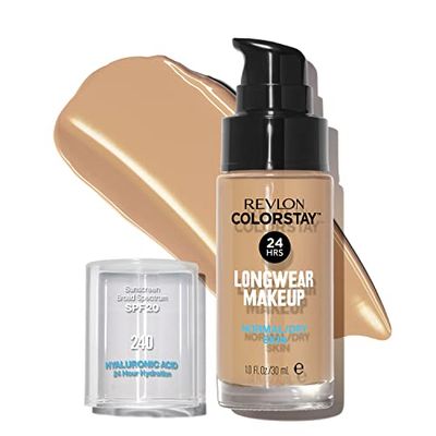 Revlon Liquid Foundation, ColorStay Face Makeup for Normal &amp; Dry Skin, SPF 20, Longwear Medium-Full Coverage with Natural Finish, 240 Medium Beige, 1 Fl Oz