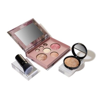 LAURA GELLER NEW YORK Baked Starter Kit Medium - Best of the Best Full Face Palette  Baked Balance-n-Brighten Powder Foundation  Retractable Angled Kabuki Brush Set
