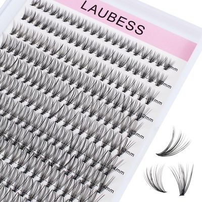 Cluster Lashes 240pcs 20D DIY Eyelash Extension D Curl Long Individual Lashes Mixed Tray Faux Mink Lash Clusters Extensions 0.07 0.10 Black (20D-0.07D-9-16mm)