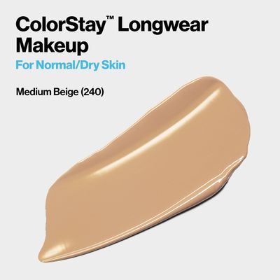 Revlon Liquid Foundation, ColorStay Face Makeup for Normal &amp; Dry Skin, SPF 20, Longwear Medium-Full Coverage with Natural Finish, 240 Medium Beige, 1 Fl Oz