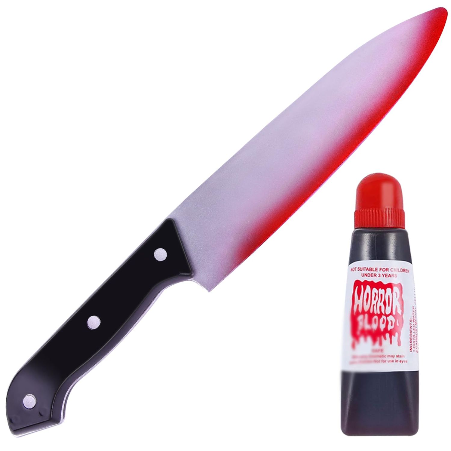WINUSD 2PCS Halloween Costume Knife Prop Set, Fake Knife and Fake Blood, Bloody Knife Prop, Halloween Scream Costume Decorations for Accessory April Fool&#39;s Day Prank Gifts
