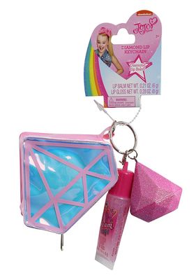 JoJo Siwa Diamond Lip Keychain Gloss, Balm and Coin Purse, Pink, Blue, One_Size