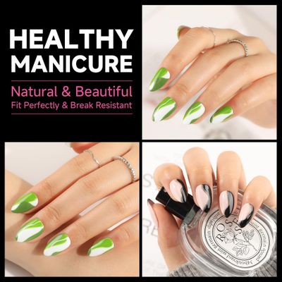 UNA GELLA Short Almond Nail Tips, 312Pcs Pre-file Inner &amp; Full Matte Surface Short Almond Gel x Nail Tips, 15 Sizes No C Curve Soft Gel Nail Tips Acrylic False Nails for Nail Extension Art DIY Salon