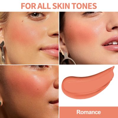 FV Liquid Blush, Long Lasting & Blendable Liquid Blush for Cheeks, High Pigmented, Lightweight Cream Blush Makeup, Buildable Face Blushes for Healthy Natural Finish (Romance)
