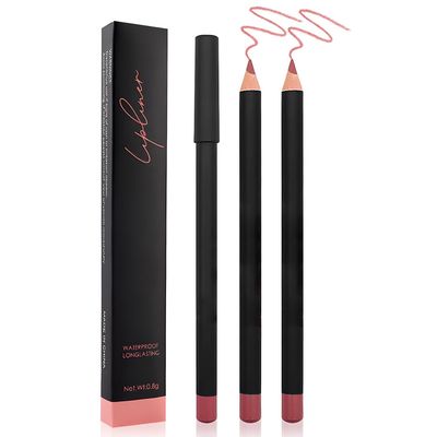 2 Pcs Natural Nude Brown Beige Colors Lip Liner Lipstick Pencils Set for Daily Makeup,Easy to Apply &amp; Remove,Waterproof