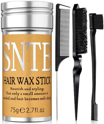 Slick Back Hair Brush Set Hair Wax, Edge Brush, Rat Tail Comb, Bristle Brush, Hair Bun Accessories, Smoothing Brush for Women &amp; Kids