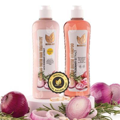 NATURAL SANT - Onion Biotin and Rosemary Shampoo &amp; Treatment for Stronger, Thicker and Longer Strands - Soft Shine, Anti-Hair Loss and Thinning, Growth Formula, Paraben and Silicone Free