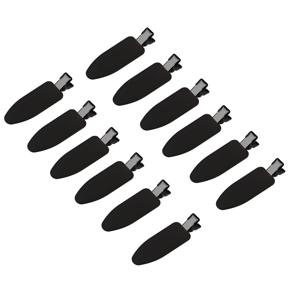 minihope 12 pieces No Bend Hair Clips, Curl Pin Clips, No Crease Hair Clips for Makeup Application2022 style, non-slip.Hair won&#39;t get caught between plastic attached to metal. (Black)