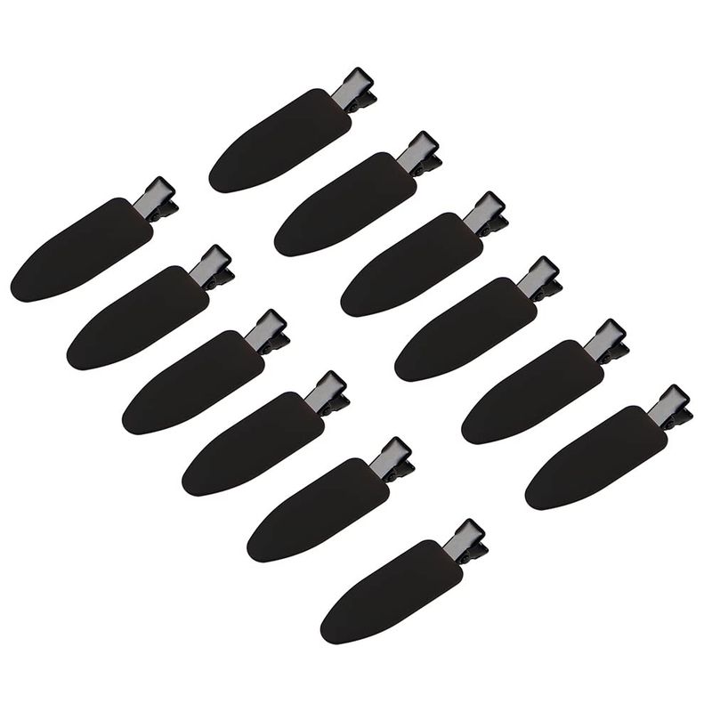 minihope 12 pieces No Bend Hair Clips, Curl Pin Clips, No Crease Hair Clips for Makeup Application2022 style, non-slip.Hair won't get caught between plastic attached to metal. (Black)
