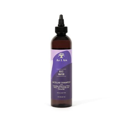 As I Am Rice Water Shampoo 8 oz - with Forbidden Black Rice, Saw Palmetto, Biotin - Gentle Cleanser - Moisturizing - Vegan &amp; Cruelty Free - Sulfate Free - Paraben Free - For All Hair Types