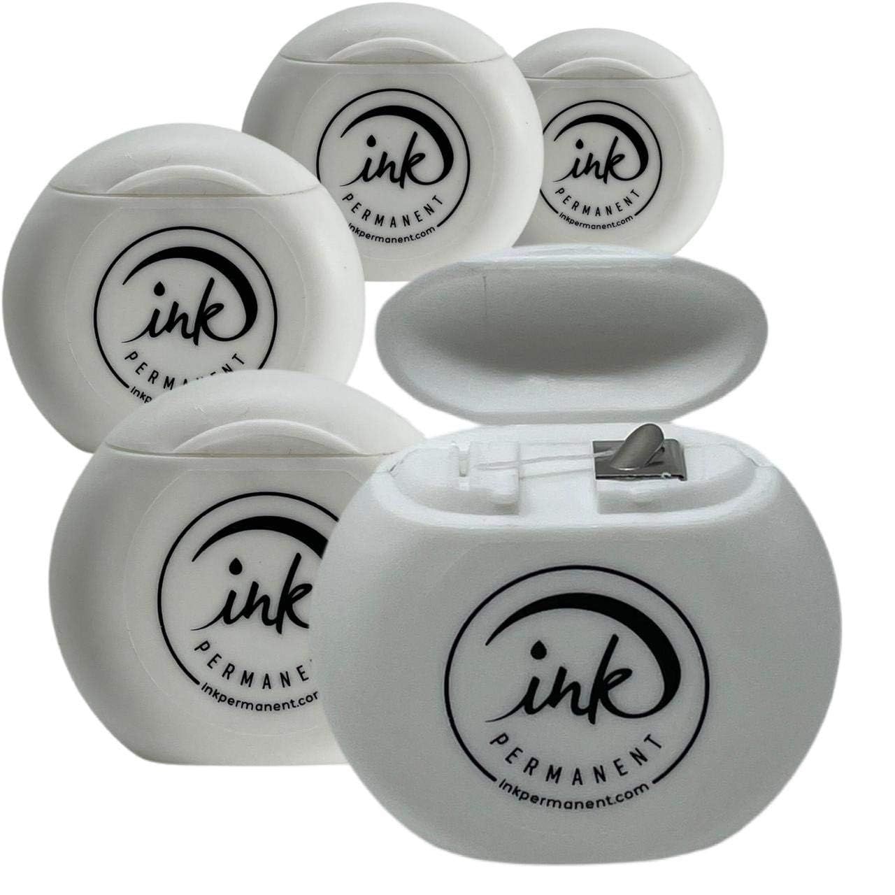 5 Pack Pre-Inked Premium Eyebrow Mapping String by Ink Permanent 100 M - 328 Ft Mapping Thread For Eyebrow Mapping For Microblading, PMU and Henna Procedures 20M each (White)