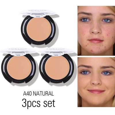 3 Pack Full Coverage Concealer Cream Makeup, Waterproof Matte Smooth Concealer Corrector for Dark Spot Under Eye Circles (35g0.18Oz, #40 Natural)