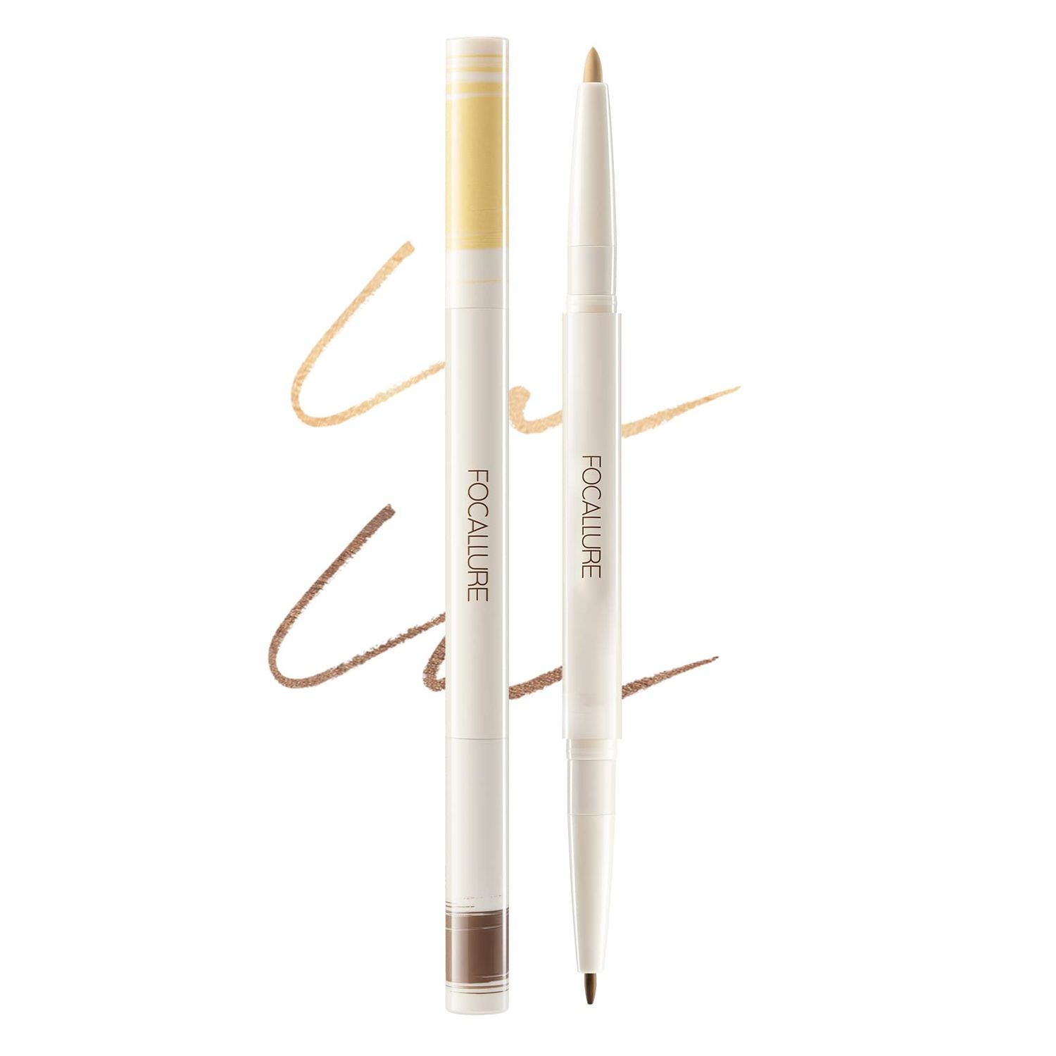 FOCALLURE 3D Shaping Duo Lying Silkworm Gel Eyeliner, Smooth 2-in-1 Gel Eyeliner Pencil,Long Lasting Waterproof Eyeliner Pen with Multi-use and Scalable Design,Easy to Create a Natural