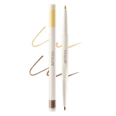 FOCALLURE 3D Shaping Duo Lying Silkworm Gel Eyeliner, Smooth 2-in-1 Gel Eyeliner Pencil,Long Lasting Waterproof Eyeliner Pen with Multi-use and Scalable Design,Easy to Create a Natural