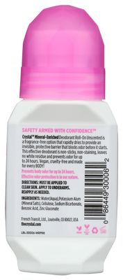 CRYSTAL Mineral Deodorant Roll-On Unscented Body Deodorant With 24-Hour Odor Protection, Aluminum Chloride & Paraben Free, 2.25 FL OZ (Packaging May Vary)