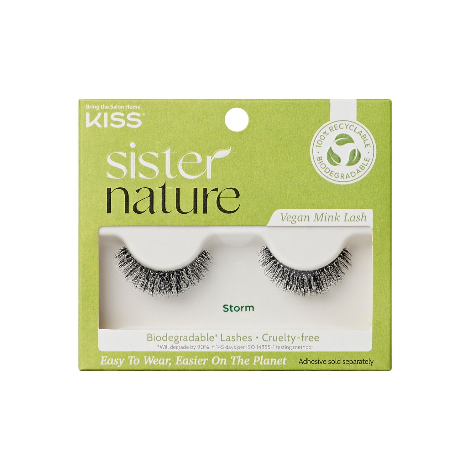 KISS Sister Nature Vegan, False Eyelashes, &#39;Ivy&#39;, 14 mm, Includes 1 Pair Of Lash, Contact Lens Friendly, Easy to Apply, Reusable Strip Lashes