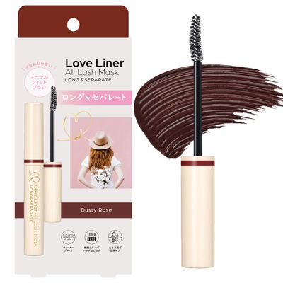 MSH Love Liner Waterproof Mascara, Resistant to Sweat, Sebum &amp; Tears, Precise &amp; Fiber-Free Curved Brush, Japanese Eye Makeup wBeauty Serum, 1.05 Oz30g, Dusty Rose