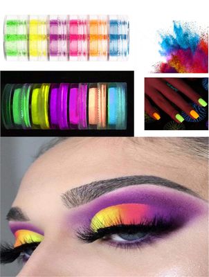 YABINA (TM) Neon Eyeshadow Pigments Black Light UV Reactive 6 Bright Powder Colors Kit (Neon)