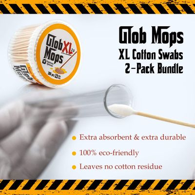 Glob Mops XL Cotton Swabs 2.0 - Extra Absorbent Bamboo Cotton Swabs - Cotton Swabs Made With Durable Sticks &amp; Tips Designed For Cleaning Hard To Reach Spots (2-Pack, 600 Total Cotton Buds)