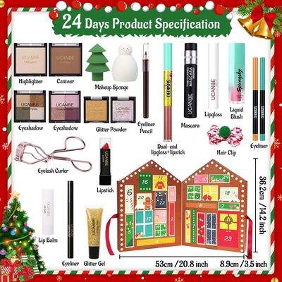 Makeup Advent Calendar 2024, 24 Days Christmas Gift Makeup Sets For Women, UCANBE 2024-2025 Xmas Countdown Calendar Full Makeup Kits Beauty Makeup &amp; Cosmetic For Teens, Girls Gift