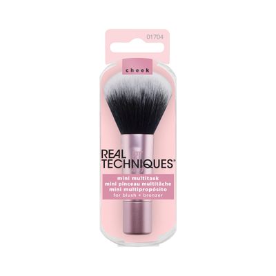 Real Techniques Mini Multitask Makeup Brush, For Blush, Bronzer &amp; Powder, Face Brush with Custom-Cut Synthetic Bristles, For Loose &amp; Pressed Powder, Travel Sized, Vegan &amp; Cruelty-Free, 1 Count