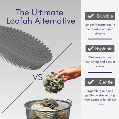 Avilana Silicone Body Scrubber - Dual-Sided Silicone Loofah for Shower, Body Scrubber for Men & Women, Gentle Loofa Alternative, Easy-to-Clean Silicone Body Scrubber Exfoliator