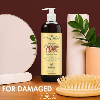 SheaMoisture Strengthen and Restore Shampoo for Damaged Hair Strengthen &amp; Grow to Cleanse and Nourish 24 oz
