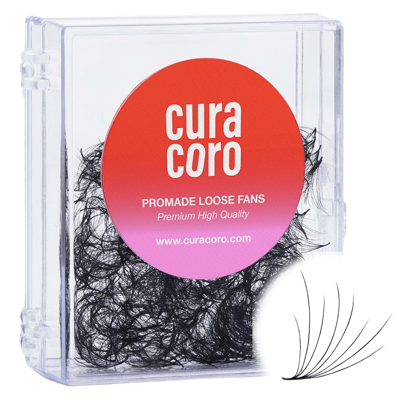 Curacoro Camellia Promade Fans - Handmade Volume Promade Eyelashes Fans 6D to 8D, CC Curl, Thickness 0.050.07mm, 7-14mm Mix Lengths, Professional Long-Lasting Promade Lash Fans