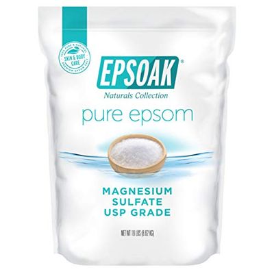 Epsoak Epsom Salt 19 lb. Magnesium Sulfate USP. (Qty. 1 x 19lb. Bags) Resealable Epsom Salt Bulk Bags Unscented, Made in The USA, Cruelty-Free Certified