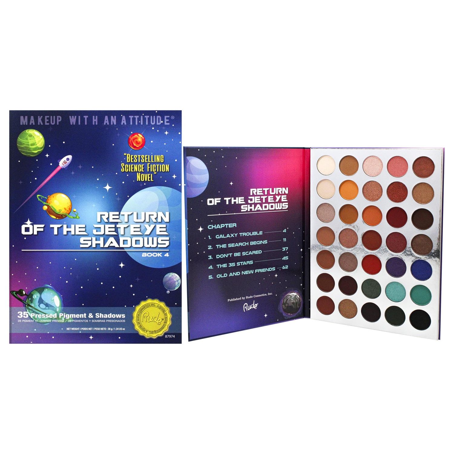 Rude Cosmetics Return of the Jeteye 35 Eyeshadows Palette - Book 4 for Women - 1.34 oz Eye Shadow