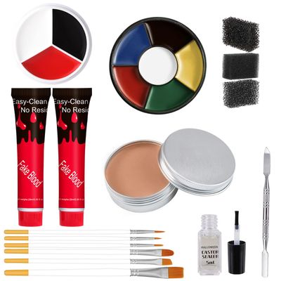 Kaynest Fake Blood Scar Wax SFX Makeup Kit, Fake Wound Modeling Scar Wax for Halloween Face Paint Makeup Stage Monster Zombie Vampire Special Effects Kit Makeup