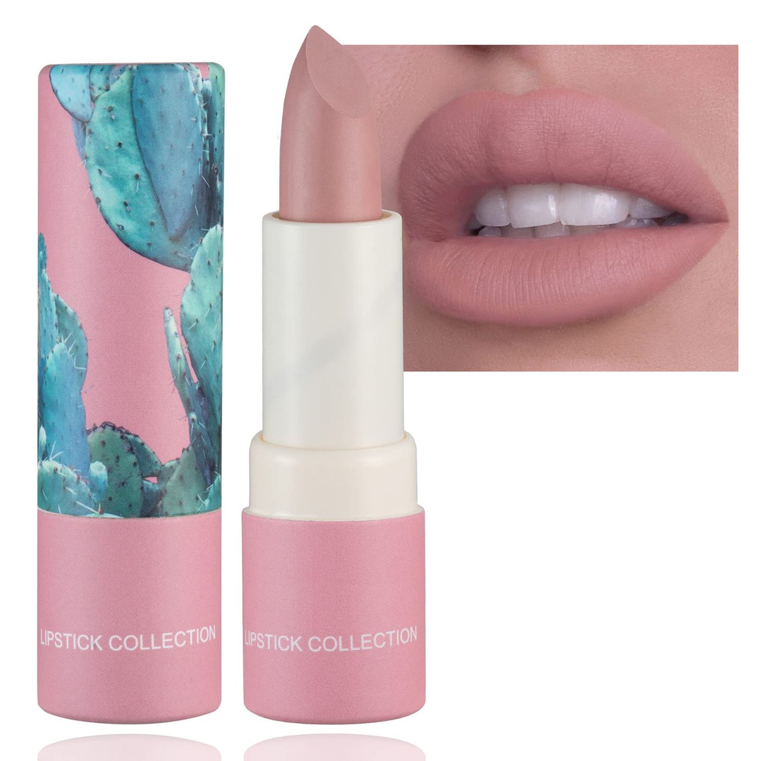 Matte Nude Lipstick,Nude Paper Tube Nude Matte Lipsticks for Women,Bold &amp; Intense Colors,Non-Stick Cup Not Fade Silky Smooth Velvet Lip Gloss Set Nude Lip Stick Matte Lipstick Lip Makeup Gifts(Pink)