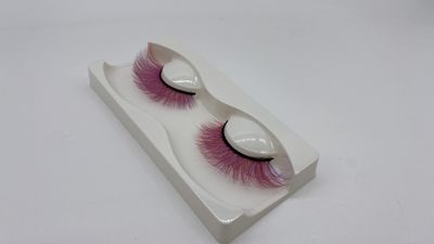 Alluring Synthetick Mink Lashes Reusable 3D Strip False Eyelashes Hand-made Cat-Eye, Fun Color Lashes - DARK PINK mixed wPurpleOrange