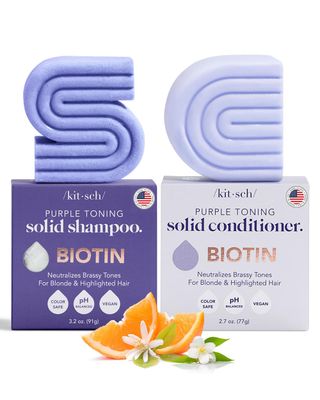 Kitsch Purple Shampoo &amp; Conditioner Bar for Color Treated &amp; Grey and white Hair, Made in Us, Toning Bar Shampoo &amp; Conditioner for Blonde