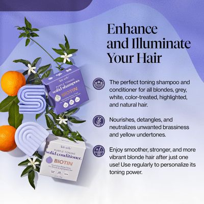 Kitsch Purple Shampoo &amp; Conditioner Bar for Color Treated &amp; Grey and white Hair, Made in Us, Toning Bar Shampoo &amp; Conditioner for Blonde