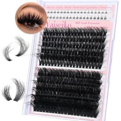 Fluffy Eyelash Clusters with Bottom Lashes 14-25mm Volume Lash Clusters Eyelash Extensions 100D160D Individual Lashes Clusters 276pcs DIY D Curl Wispy Plant Fibers Lashes Clusters, by Yaiseiko